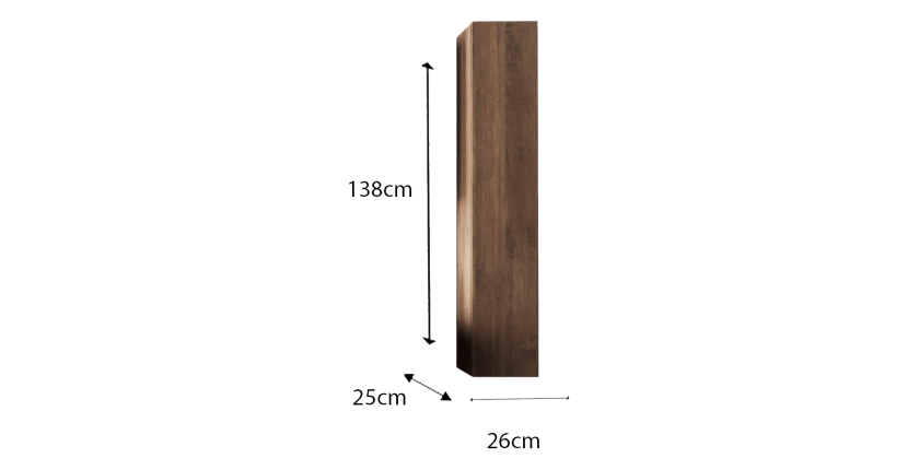 Meuble de salle de bain suspendu, 1porte, collection FRASSI. Coloris chêne clair