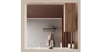 Miroir design avec rangement, 120x110 cm, collection FRASSI, coloris chêne clair