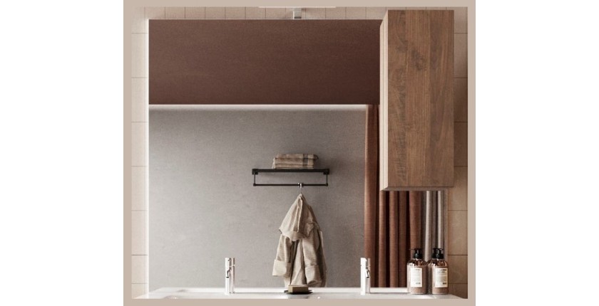 Miroir design avec rangement, 120x110 cm, collection FRASSI, coloris chêne clair