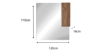 Miroir design avec rangement, 120x110 cm, collection FRASSI, coloris chêne clair
