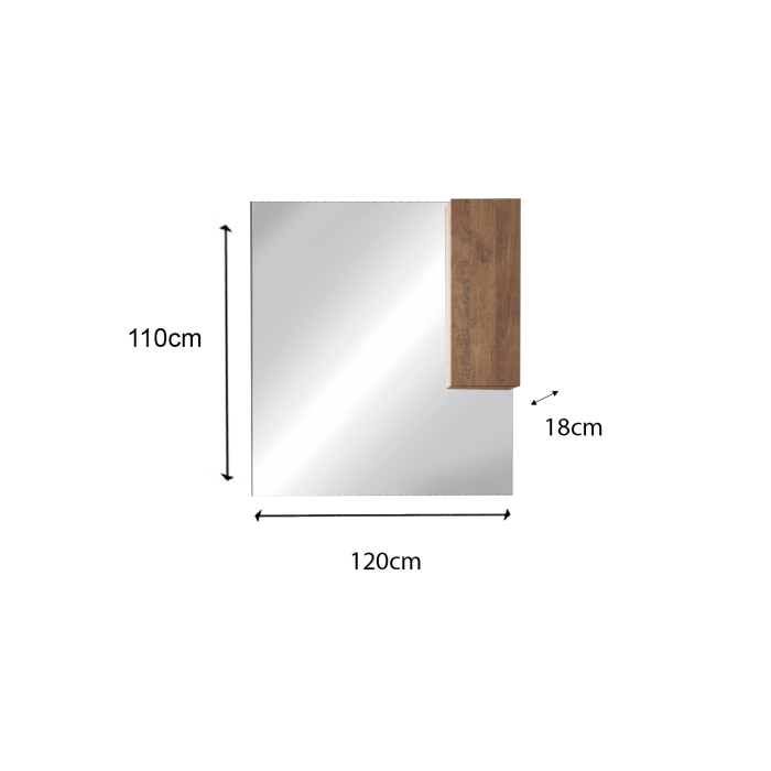 Miroir design avec rangement, 120x110 cm, collection FRASSI, coloris chêne clair