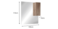 Miroir design avec rangement, 100x110 cm, collection FRASSI, coloris chêne clair