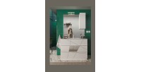 Meuble de salle de bain avec une vasque et 3 tiroirs, collection VITARIO. Coloris blanc brillant