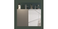 Meuble de salle de bain suspendu avec deux vasques et 2 tiroirs, collection VITARIO. Coloris blanc brillant