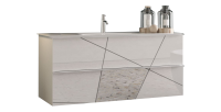 Meuble de salle de bain suspendu avec 1 vasque et 2 tiroirs, collection VITARIO. Coloris blanc brillant