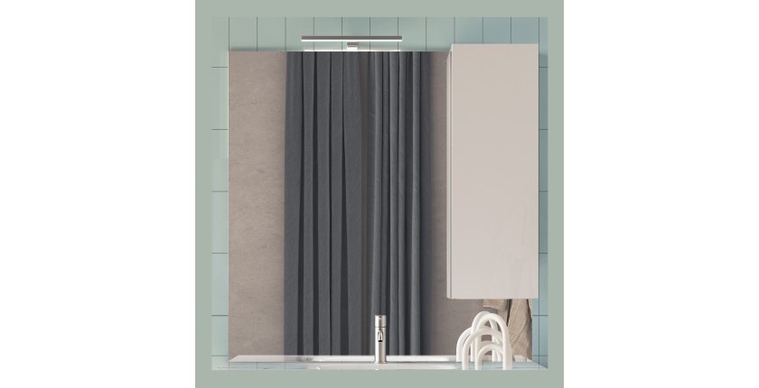 Miroir design avec rangement, 80x110 cm, collection VITARIO, coloris blanc brillant