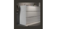 Meuble de salle de bain avec deux vasques et 3 tiroirs, collection VIENNE. Coloris blanc brillant