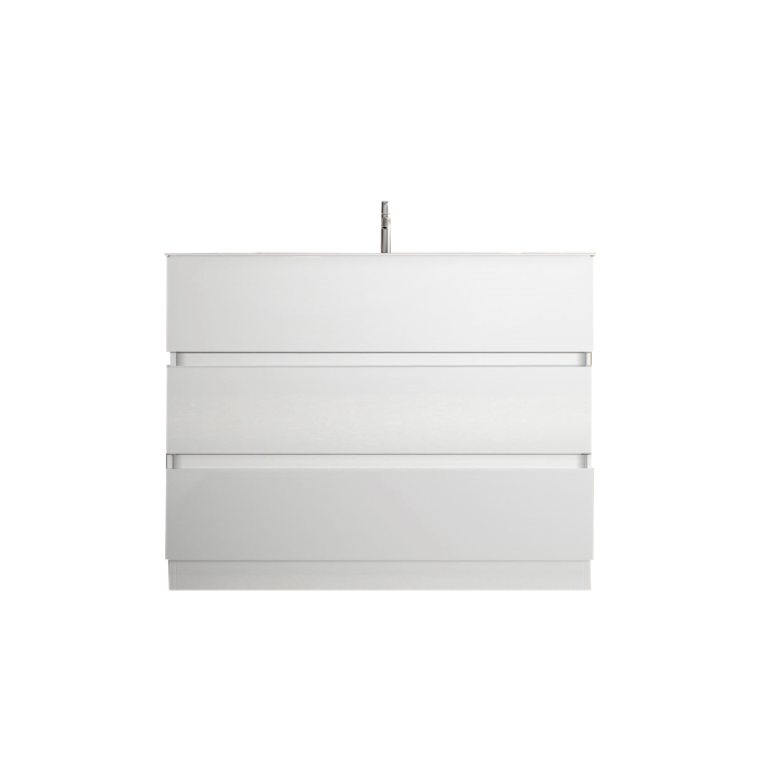 Meuble de salle de bain avec 1 vasque et 3 tiroirs, collection VIENNE. Coloris blanc brillant