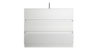 Meuble de salle de bain avec 1 vasque et 3 tiroirs, longueur 82cm, collection VIENNE. Coloris blanc brillant