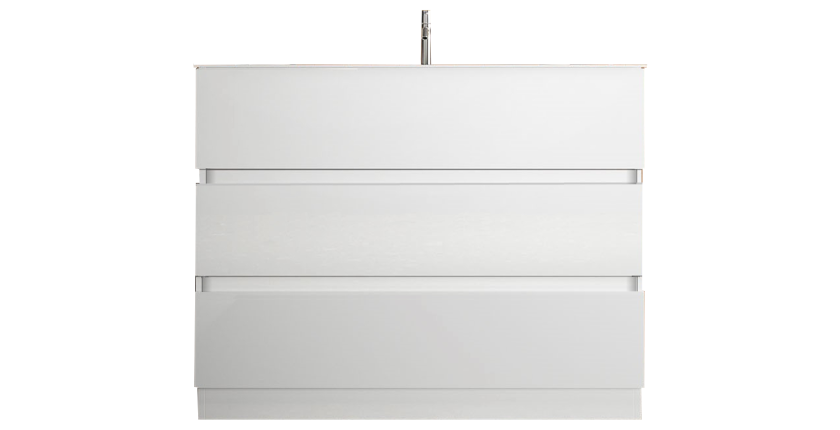 Meuble de salle de bain avec 1 vasque et 3 tiroirs, longueur 82cm, collection VIENNE. Coloris blanc brillant