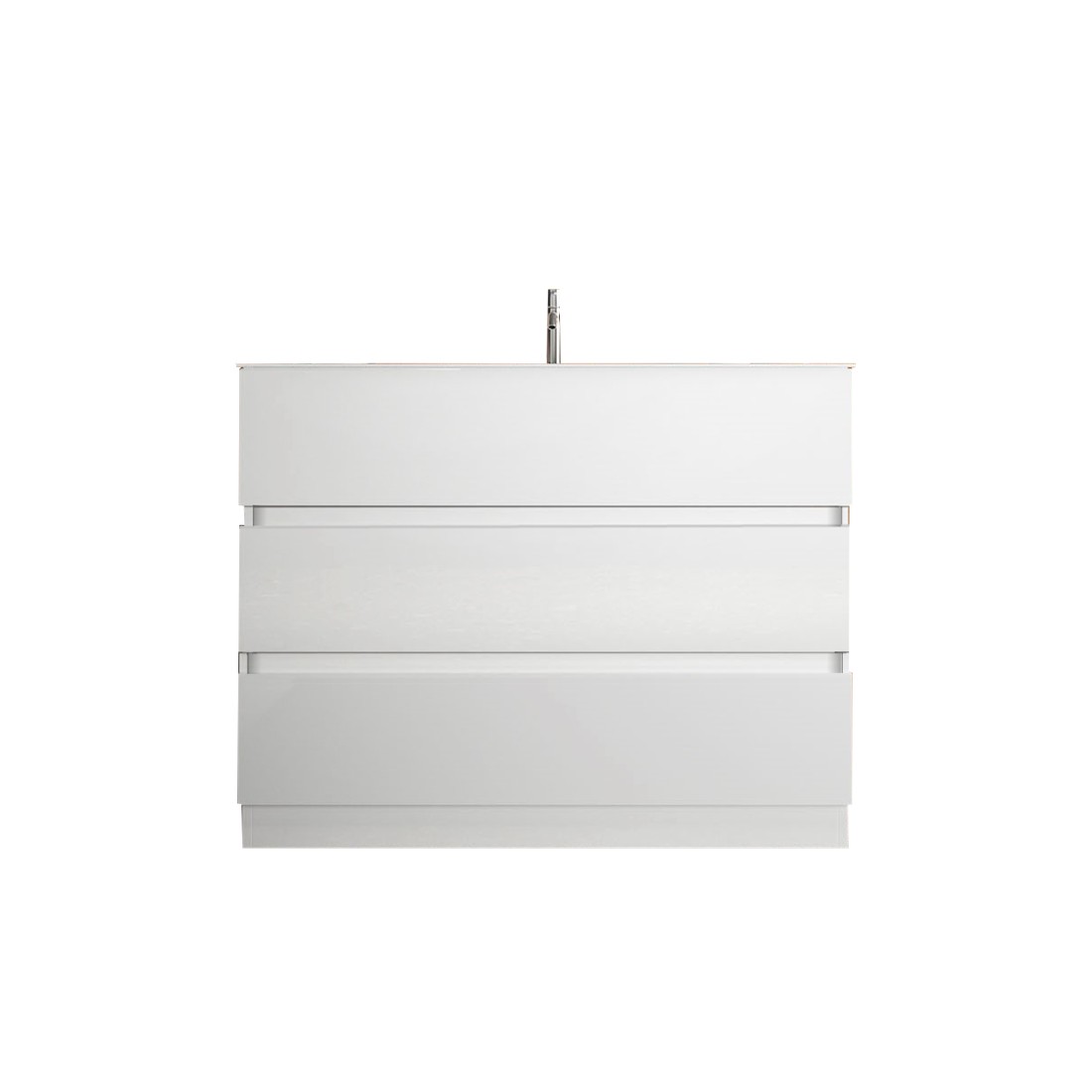 Meuble de salle de bain avec 1 vasque et 3 tiroirs, longueur 82cm, collection VIENNE. Coloris blanc brillant