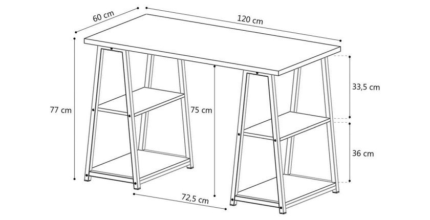 Bureau droit collection MALICE effet bois exotique Sonoma