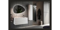 Meuble de salle de bain suspendu, 1porte, collection VIENNE. Coloris blanc brillant