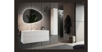 Meuble de salle de bain suspendu, 1porte, collection VIENNE. Coloris blanc brillant