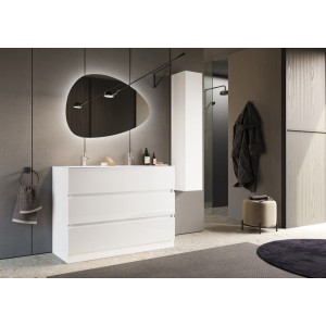 Meuble de salle de bain suspendu, 1porte, collection VIENNE. Coloris blanc brillant