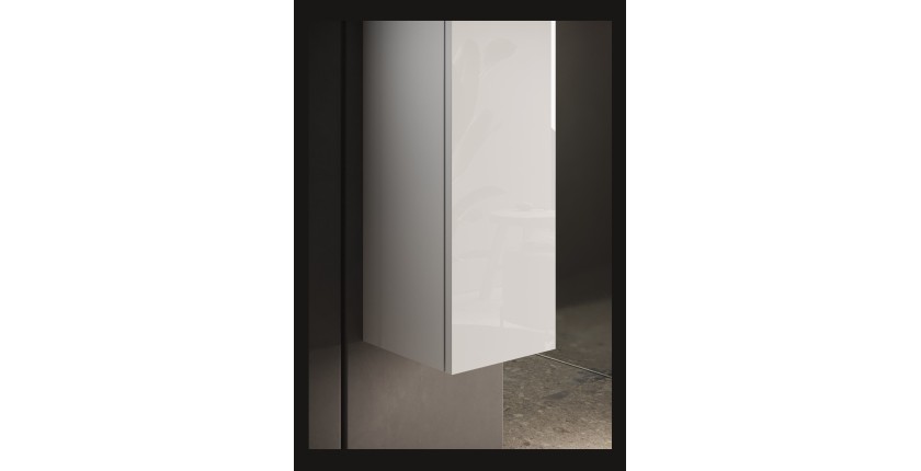 Meuble de salle de bain suspendu, 1porte, collection VIENNE. Coloris blanc brillant
