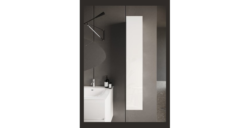 Meuble de salle de bain suspendu, 1porte, collection VIENNE. Coloris blanc brillant