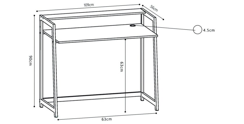 Bureau droit collection LAN effet bois exotique Sonoma