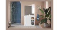 Meuble de salle de bain avec 1 vasque et 2 portes, collection VIENNE. Coloris blanc brillant