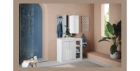 Meuble de salle de bain avec 1 vasque et 2 portes, collection VIENNE. Coloris blanc brillant
