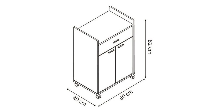 Desserte de cuisine collection GIN design blanc et gris. Idéal pour une cuisine modulaire