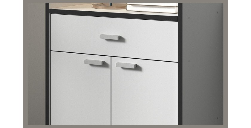 Desserte de cuisine collection GIN design blanc et gris. Idéal pour une cuisine modulaire
