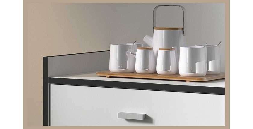 Desserte de cuisine collection GIN design blanc et gris. Idéal pour une cuisine modulaire