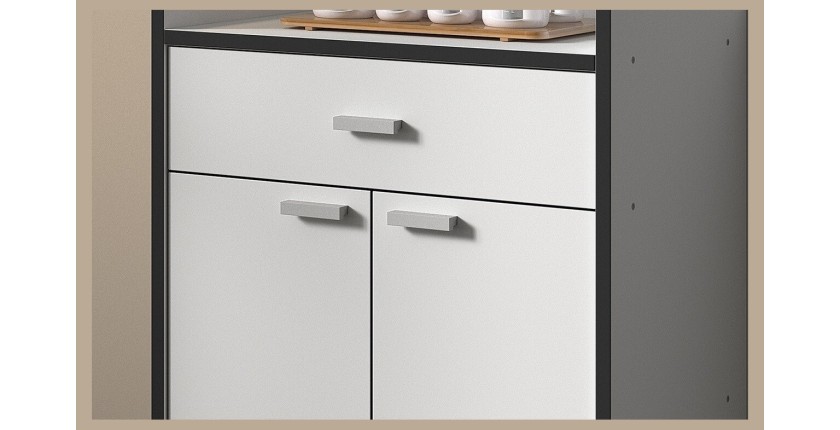 Desserte de cuisine collection GIN design blanc et gris. Idéal pour une cuisine modulaire