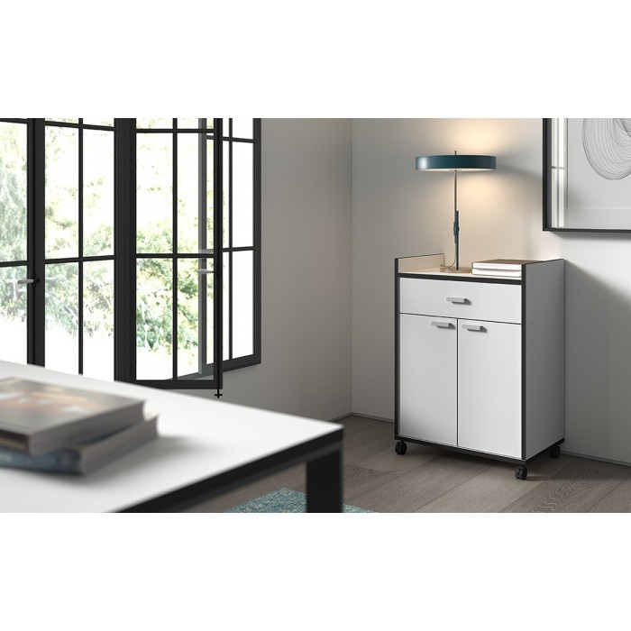 Desserte de cuisine collection GIN design blanc et gris. Idéal pour une cuisine modulaire