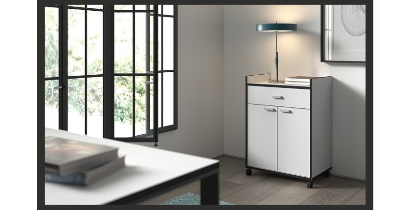 Desserte de cuisine collection GIN design blanc et gris. Idéal pour une cuisine modulaire