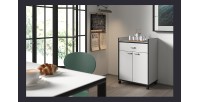 Desserte de cuisine collection GIN design blanc et gris. Idéal pour une cuisine modulaire
