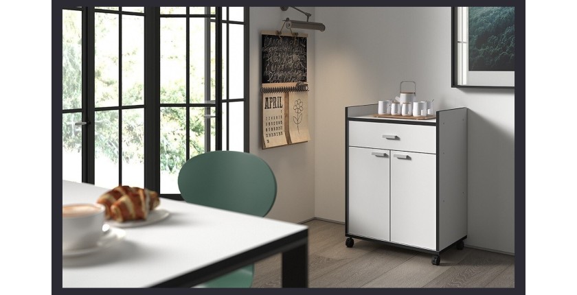 Desserte de cuisine collection GIN design blanc et gris. Idéal pour une cuisine modulaire