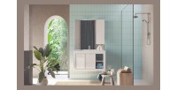 Meuble de salle de bain suspendu avec 1 vasque et 2 portes, collection VIENNE. Coloris blanc brillant