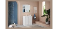 Meuble de salle de bain avec 1 vasque et 2 portes, longueur 82cm, collection VIENNE. Coloris blanc brillant