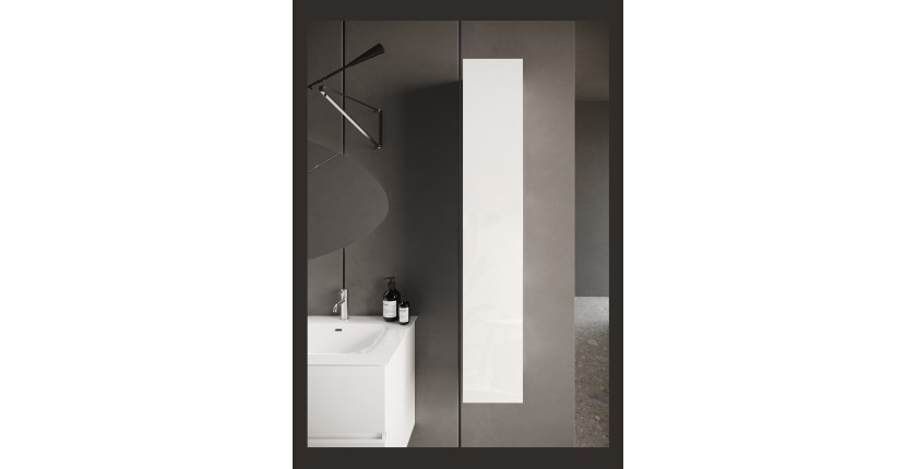 Meuble de salle de bain suspendu, 1porte, collection CISA. Coloris blanc brillant
