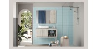 Miroir design avec rangement, 110x75 cm, collection CISA, coloris blanc effet bois