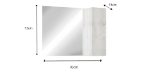Miroir design avec rangement, 92x75 cm, collection CISA, coloris blanc effet bois