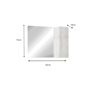 Miroir design avec rangement, 92x75 cm, collection CISA, coloris blanc effet bois
