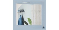 Miroir design avec rangement, 92x75 cm, collection CISA, coloris blanc effet bois