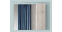 Miroir design avec rangement, 92x75 cm, collection CISA, coloris blanc effet bois