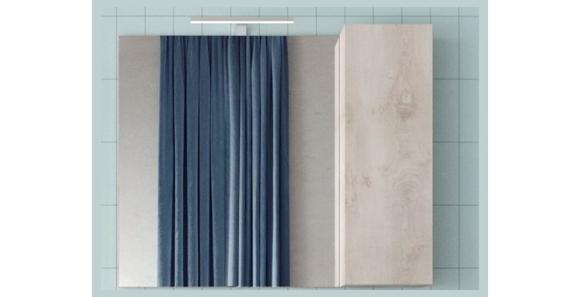 Miroir design avec rangement, 92x75 cm, collection CISA, coloris blanc effet bois