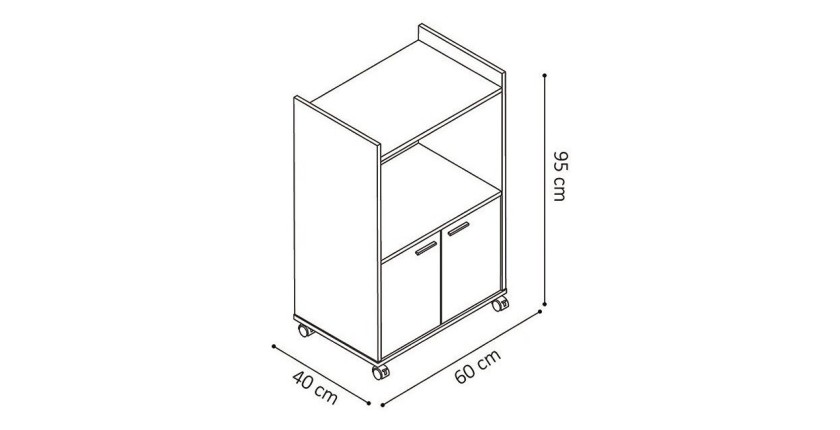 Desserte de cuisine collection GIN design blanc et gris. Hauteur 95cm. Idéal pour une cuisine modulaire