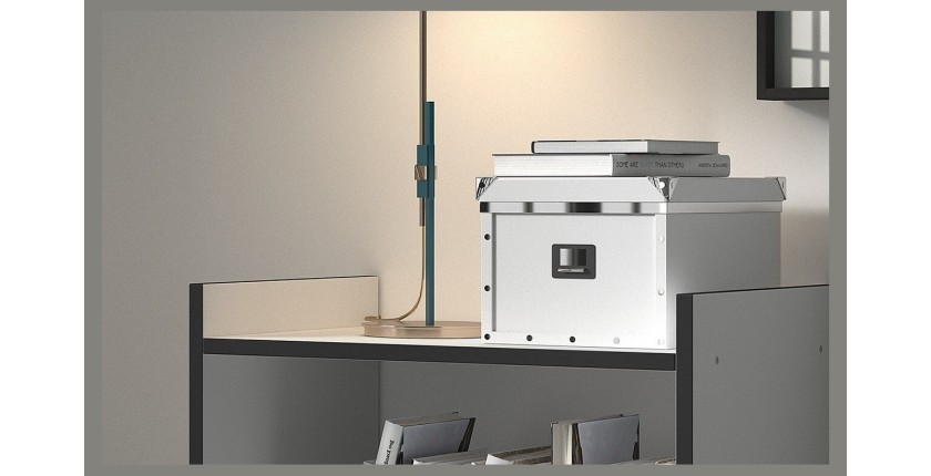 Desserte de cuisine collection GIN design blanc et gris. Hauteur 95cm. Idéal pour une cuisine modulaire