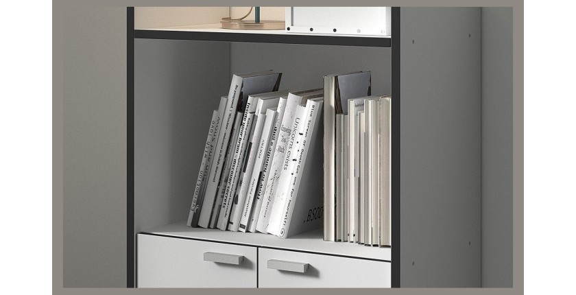 Desserte de cuisine collection GIN design blanc et gris. Hauteur 95cm. Idéal pour une cuisine modulaire