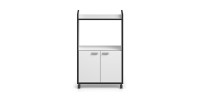 Desserte de cuisine collection GIN design blanc et gris. Hauteur 95cm. Idéal pour une cuisine modulaire