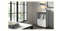 Desserte de cuisine collection GIN design blanc et gris. Hauteur 95cm. Idéal pour une cuisine modulaire