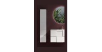 Meuble de salle de bain suspendu, 1porte, collection KUBRICK. Coloris blanc brillant