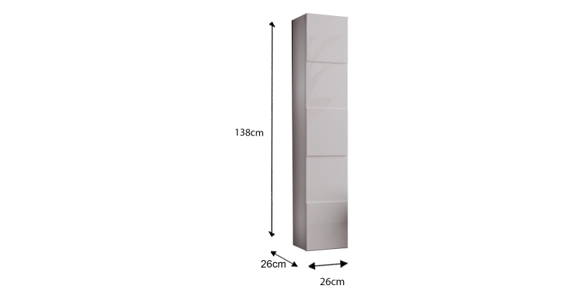 Meuble de salle de bain suspendu, 1porte, collection KUBRICK. Coloris blanc brillant