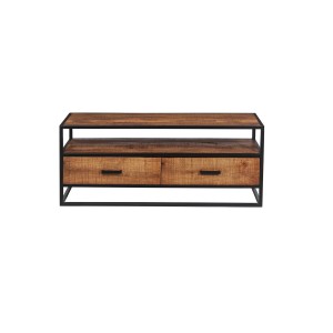 Meuble TV collection MADEIRO Structure métal et bois exotique de Mangolia. Idéal pour un salon de style industriel.