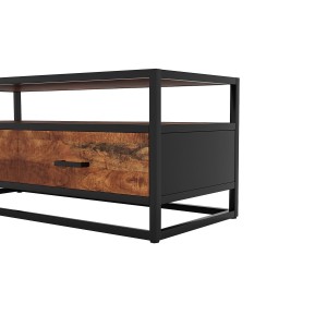 Meuble TV collection MADEIRO Structure métal et bois exotique de Mangolia. Idéal pour un salon de style industriel.